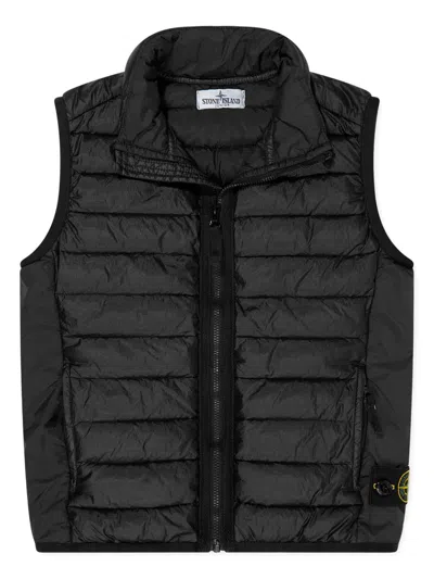Stone Island Junior Kids' Compass-motif Gilet In Black