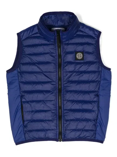 Stone Island Kids' Compass-motif Gilet In Blue