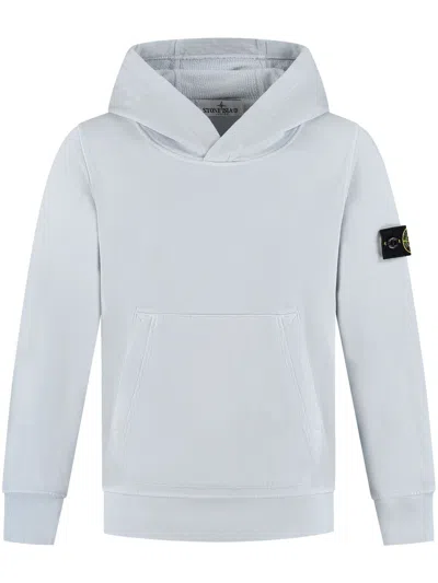 Stone Island Kids' Compass-motif Hoodie In Blue