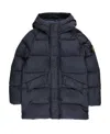 Stone Island Junior Compass-motif Long-sleeved Padded Coat In Blue