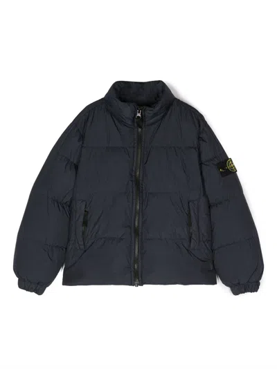 Stone Island Kids' Compass-motif Padded Jacket In V0020 Blue