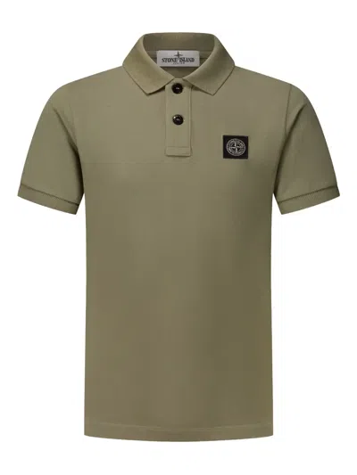 Stone Island Kids' Compass-motif Polo Shirt In Green