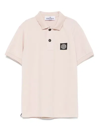 Stone Island Kids' Compass-motif Polo Shirt In Neutrals