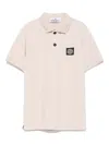 Stone Island Kids' Compass-motif Polo Shirt In Neutral