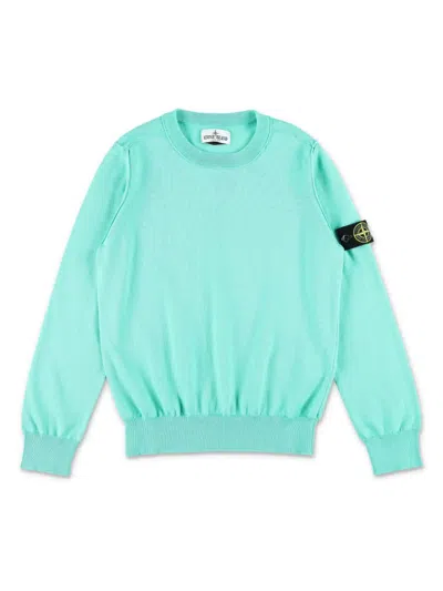 Stone Island Kids' Rippstrick-sweatshirt Mit Kompass In Blau
