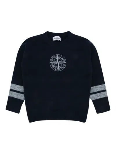 Stone Island Kids' Compass-motif Sweater In Blue