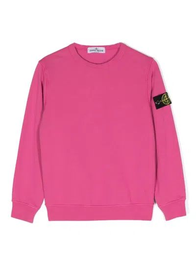 Stone Island Kids' Compass-motif Sweatshirt In Pink