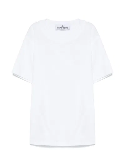 Stone Island Kids' Compass-motif T-shirt In 白色