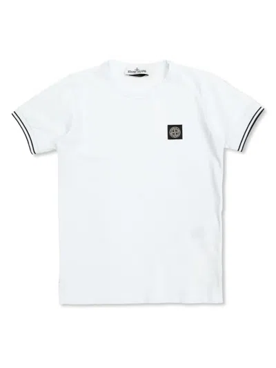 Stone Island Kids' Compass-motif T-shirt In 白色