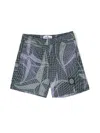 Stone Island Compass-patch Abstract-print Swim Shorts In Green