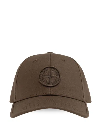Stone Island Kids' Compass-patch Baseball Cap In Brown