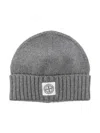 Stone Island Compass-patch Beanie In Grey