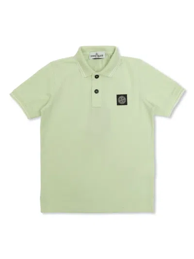 Stone Island Kids' Compass-patch Cotton Polo Shirt In Green
