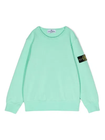 Stone Island Kids' Logo-patch Cotton Sweatshirt In Green