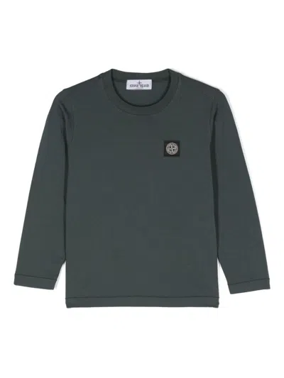 Stone Island Kids' Compass-patch Cotton T-shirt In Blue