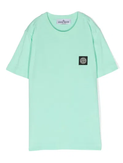 Stone Island Kids' T-shirt Mit Kompass-patch In Green