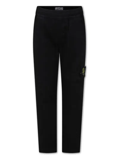 Stone Island Kids' Black Trousers For Boy With Compass