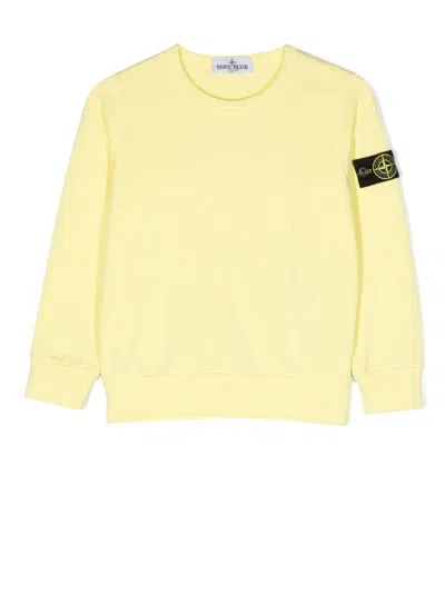 Stone Island Kids' Compass-patch Crew-neck Sweatshirt In Yellow