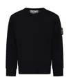 Stone Island Junior Compass-patch Crewneck Jumper In Blue