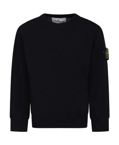 Stone Island Junior Compass-patch Crewneck Jumper In Blue