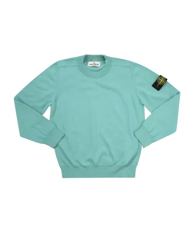 Stone Island Junior Compass Patch Crewneck Sweatshirt In Turquoise