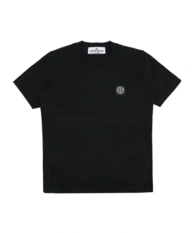 Stone Island Junior Compass-patch Crewneck T-shirt In Black