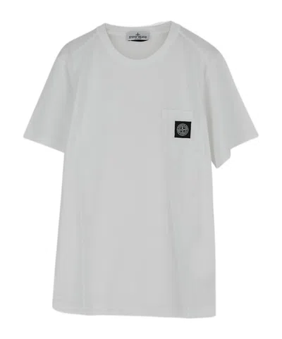 Stone Island Junior Compass-patch Crewneck T-shirt In White