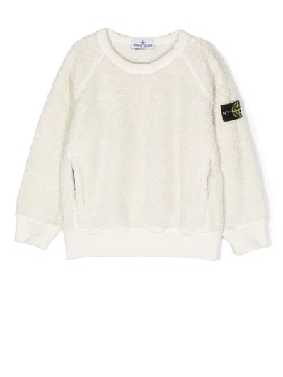 Stone Island Kids' Compass-patch Fleece Sweatshirt In 中性色