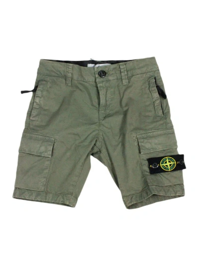 Stone Island Junior Compass Patch Knee In Green