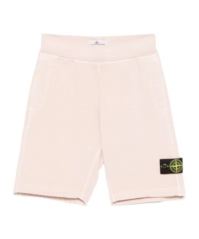 Stone Island Junior Compass Patch Knitted Shorts In Pink