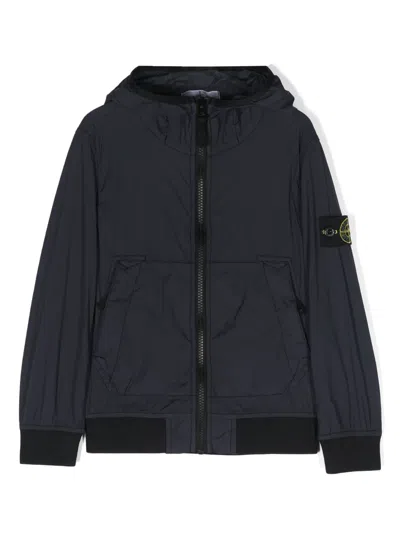 Stone Island Kids' Compass-patch Lightweight Windbreaker Jacket In Blue