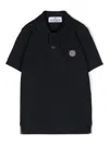 Stone Island Kids' Compass-patch Piqué Polo Shirt In Blue