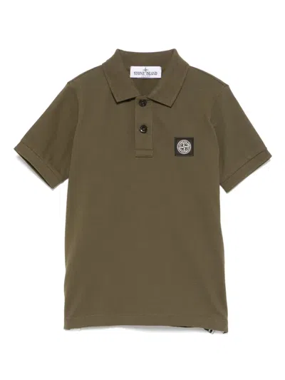 Stone Island Kids' Compass-patch Polo Shirt In Green