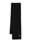Stone Island Compass-patch Ribbed-knit Scarf In Black