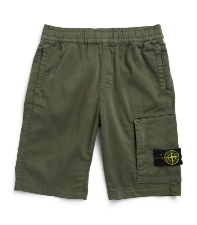 Stone Island Junior Kids' Compass Patch Shorts (2-14 Years) In Green