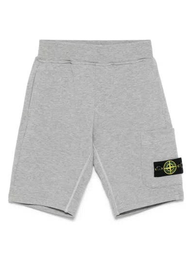 Stone Island Kids' Compass-patch Shorts In Grey