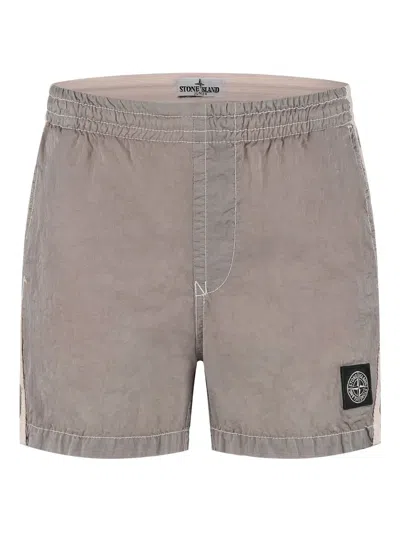 Stone Island Kids' Compass-patch Shorts In Grey