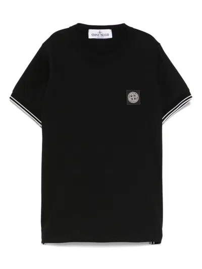 Stone Island Kids' Compass-patch T-shirt In Black