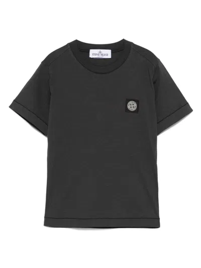 Stone Island Kids' Compass-patch T-shirt In Grau