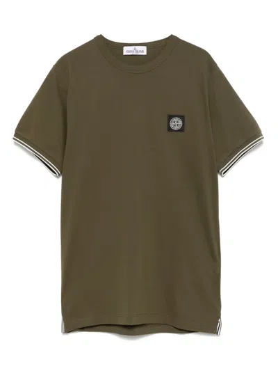 Stone Island Kids' Compass-patch T-shirt In Green