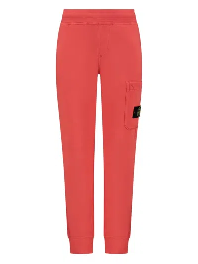 Stone Island Kids' Compass-patch Track Pants In Orange