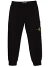 Stone Island Black Trackpants With Logo Patch In Cotton Boy In Black