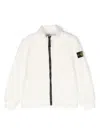 Stone Island Compass-patch Zip-up Jacket In White