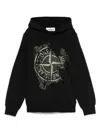 Stone Island Compass-print Hoodie In Black