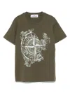 Stone Island Junior Kids' Compass-print T-shirt In Military