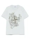 Stone Island Junior Kids' Compass-print T-shirt In Gnawed Blue