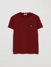 Stone Island Kids'  Junior Boy's Compass Logo Cotton T-shirt In Red