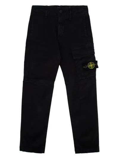 Stone Island Kids' Compass Trousers In Black