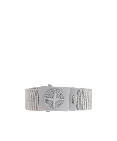 Stone Island Junior Compass Woven Belt In Gray
