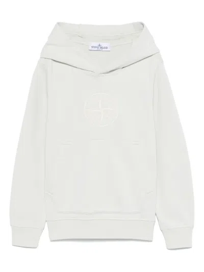 Stone Island Kids' Cotton Hoodie In Grey
